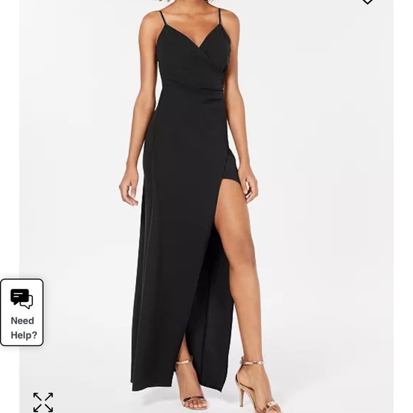 EMERALD SUNDAE Juniors' High-Slit Formal Gown Black Dress Evening Wear - Picture 3 of 13